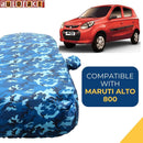 Autofact Alto 800 Car Cover - TearTough - Dog Proof / Waterproof Car Body Cover for Maruti Alto 800 - With Mirror Pockets, Triple Stitched, Bottom Fully Elastic, Adjustable Belt and Buckle (Airforce Blue 4x4)