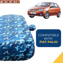 Autofact Palio Car Cover - TearTough - Dog Proof / Waterproof Car Body Cover for Fiat Palio - With Mirror Pockets, Triple Stitched, Bottom Fully Elastic, Adjustable Belt and Buckle (Airforce Blue 4x4)