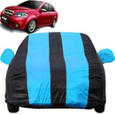 Autofact Aveo Car Cover - EasyShield - Car Body Cover for Chevrolet Aveo - With Mirror Pockets, Triple Stitched, Bottom Fully Elastic, Adjustable Belt and Buckle (Teak Blue Stripes)