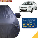 Autofact i10 Car Cover - CoreProtect - Water Resistant Car Body Cover for Hyundai i10 - With Mirror Pockets, Triple Stitched, Bottom Fully Elastic, Adjustable Belt and Buckle (Grey 210D)
