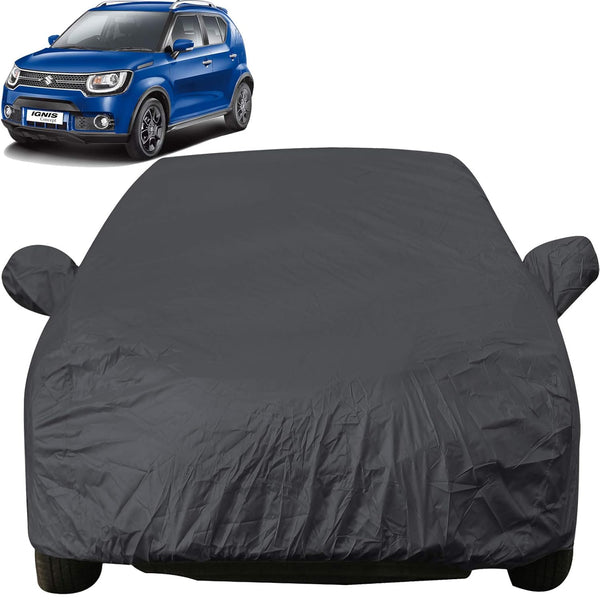 Autofact Ignis Car Cover - EasyShield - Car Body Cover for Maruti Ignis  - With Mirror & Antenna Pockets, Triple Stitched, Bottom Fully Elastic, Adjustable Belt and Buckle (Grey 190T)