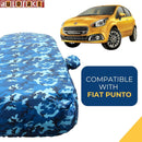 Autofact Punto Car Cover - TearTough - Dog Proof / Waterproof Car Body Cover for Fiat Punto - With Mirror Pockets, Triple Stitched, Bottom Fully Elastic, Adjustable Belt and Buckle (Airforce Blue 4x4)