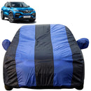 Autofact Kiger Car Cover - EasyShield - Car Body Cover for Renualt Kiger - With Mirror Pockets, Triple Stitched, Bottom Fully Elastic, Adjustable Belt and Buckle (Royal Blue Stripes)