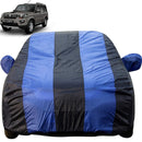 Autofact Scorpio Car Cover - EasyShield - Car Body Cover for Mahindra Scorpio - With Mirror Pockets, Triple Stitched, Bottom Fully Elastic, Adjustable Belt and Buckle (Royal Blue Stripes)
