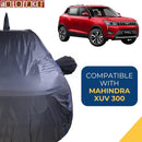 Autofact XUV 300 Car Cover - CoreProtect - Water Resistant Car Body Cover for Mahindra XUV 300 - With Mirror & Antenna Pockets, Triple Stitched, Bottom Fully Elastic, Adjustable Belt and Buckle (Grey 210D)