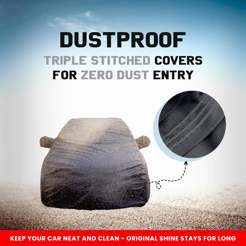 Autofact Wagon r / Wagonr Car Cover - TearTough - Dog Proof / Waterproof Car Body Cover for Maruti Wagon r / Wagonr - With Mirror Pockets, Triple Stitched, Bottom Fully Elastic, Adjustable Belt and Buckle (Grey 4x4)