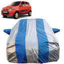 Autofact Alto 800 Car Cover - FlexGuard - Waterproof Car Body Cover for Maruti Alto 800 - With Mirror Pockets, Triple Stitched, Bottom Fully Elastic, Adjustable Belt and Buckle (Silver / Blue Stripes)