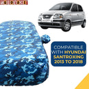 Autofact Santro Xing Car Cover - TearTough - Dog Proof / Waterproof Car Body Cover for Hyundai Santro Xing - With Mirror Pockets, Triple Stitched, Bottom Fully Elastic, Adjustable Belt and Buckle (Airforce Blue 4x4)