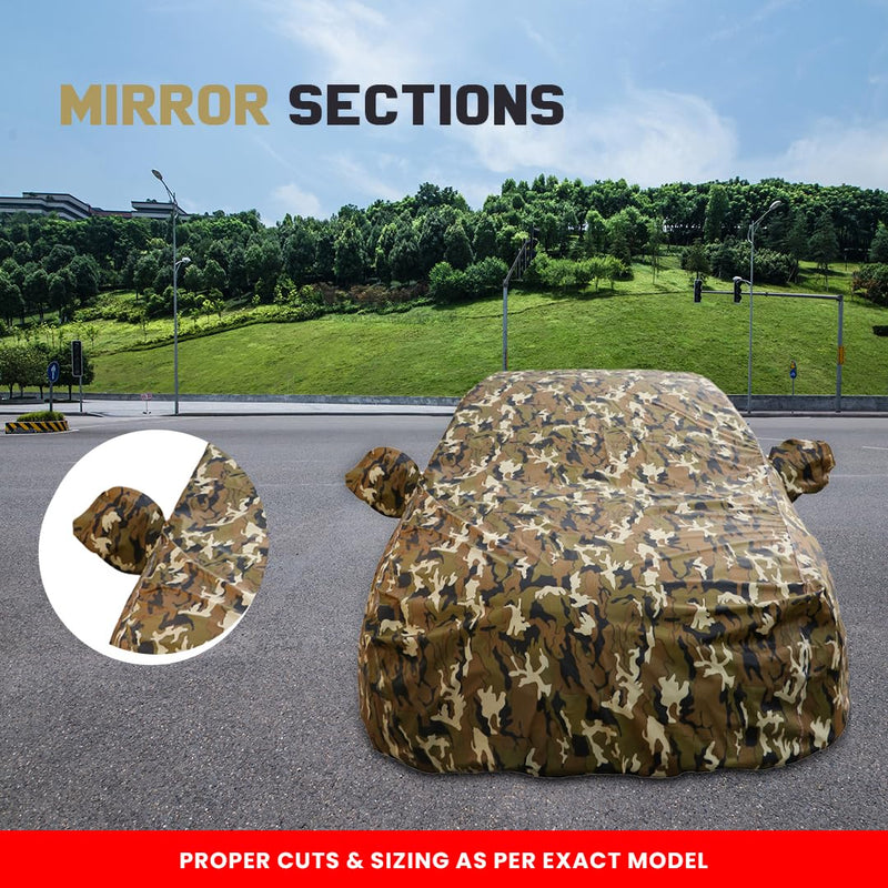 Autofact Wagon r / Wagonr Car Cover - FlexGuard - Waterproof Car Body Cover for Maruti Wagon r / Wagonr - With Mirror Pockets, Triple Stitched, Bottom Fully Elastic, Adjustable Belt and Buckle (Camouflage)
