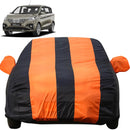 Autofact Rumion Car Cover - EasyShield - Car Body Cover for Toyota Rumion - With Mirror Pockets, Triple Stitched, Bottom Fully Elastic, Adjustable Belt and Buckle (Orange Blue Stripes)