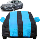 Autofact Accord Car Cover - EasyShield - Car Body Cover for Honda Accord - With Mirror Pockets, Triple Stitched, Bottom Fully Elastic, Adjustable Belt and Buckle (Teak Blue Stripes)