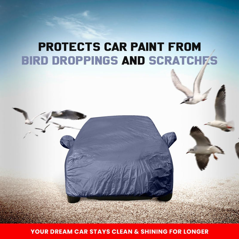 Autofact Scorpio Car Cover - EasyShield - Car Body Cover for Mahindra Scorpio - With Mirror Pockets, Triple Stitched, Bottom Fully Elastic, Adjustable Belt and Buckle (Navy 190T)
