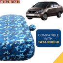 Autofact Indigo Car Cover - TearTough - Dog Proof / Waterproof Car Body Cover for Tata Indigo - With Mirror Pockets, Triple Stitched, Bottom Fully Elastic, Adjustable Belt and Buckle (Airforce Blue 4x4)