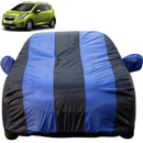 Autofact Beat Car Cover - EasyShield - Car Body Cover for Chevrolet Beat - With Mirror Pockets, Triple Stitched, Bottom Fully Elastic, Adjustable Belt and Buckle (Royal Blue Stripes)