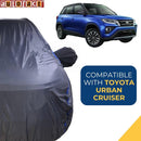 Autofact Urban Cruiser Car Cover - CoreProtect - Water Resistant Car Body Cover for Toyota Urban Cruiser - With Mirror Pockets, Triple Stitched, Bottom Fully Elastic, Adjustable Belt and Buckle (Grey 210D)