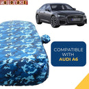 Autofact A6 Car Cover - TearTough - Dog Proof / Waterproof Car Body Cover for Audi A6 - With Mirror Pockets, Triple Stitched, Bottom Fully Elastic, Adjustable Belt and Buckle (Airforce Blue 4x4)