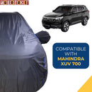 Autofact Xuv 700 Car Cover - CoreProtect - Water Resistant Car Body Cover for Mahindra Xuv 700 - With Mirror Pockets, Triple Stitched, Bottom Fully Elastic, Adjustable Belt and Buckle (Grey 210D)