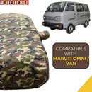 Autofact Van / Omni Car Cover - TearTough - Dog Proof / Waterproof Car Body Cover for Maruti Van / Omni - With Mirror Pockets, Triple Stitched, Bottom Fully Elastic, Adjustable Belt and Buckle (Jungle Print 4x4)