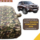 Autofact Fortuner Car Cover - TearTough - Dog Proof / Waterproof Car Body Cover for Toyota Fortuner - With Mirror Pockets, Triple Stitched, Bottom Fully Elastic, Adjustable Belt and Buckle (Jungle Print 4x4)