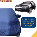 Autofact Fiesta  Car Cover - CoreProtect - Water Resistant Car Body Cover for Ford Fiesta  - With Mirror Pockets, Triple Stitched, Bottom Fully Elastic, Adjustable Belt and Buckle (Navy 210D)