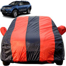 Autofact Pajero Car Cover - EasyShield - Car Body Cover for Mitsubishi Pajero - With Mirror Pockets, Triple Stitched, Bottom Fully Elastic, Adjustable Belt and Buckle (Red Blue Stripes)