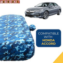 Autofact Accord Car Cover - TearTough - Dog Proof / Waterproof Car Body Cover for Honda Accord - With Mirror Pockets, Triple Stitched, Bottom Fully Elastic, Adjustable Belt and Buckle (Airforce Blue 4x4)