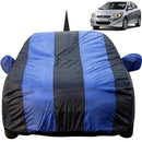 Autofact Verna Fludic Car Cover - EasyShield - Car Body Cover for Hyundai Verna Fludic - With Mirror Pockets, Triple Stitched, Bottom Fully Elastic, Adjustable Belt and Buckle (Royal Blue Stripes)