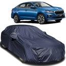 Autofact Slavia Car Cover - EasyShield - Car Body Cover for Skoda Slavia - With Mirror Pockets, Triple Stitched, Bottom Fully Elastic, Adjustable Belt and Buckle (Navy 190T)
