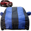Autofact Hector Car Cover - EasyShield - Car Body Cover for MG Hector - With Mirror Pockets, Triple Stitched, Bottom Fully Elastic, Adjustable Belt and Buckle (Royal Blue Stripes)