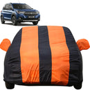 Autofact XL6 Car Cover - EasyShield - Car Body Cover for Maruti XL6 - With Mirror Pockets, Triple Stitched, Bottom Fully Elastic, Adjustable Belt and Buckle (Orange Blue Stripes)