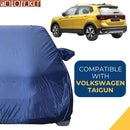 Autofact Taigun Car Cover - CoreProtect - Water Resistant Car Body Cover for Volkswagen Taigun - With Mirror Pockets, Triple Stitched, Bottom Fully Elastic, Adjustable Belt and Buckle (Navy 210D)