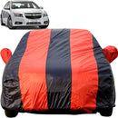 Autofact Cruze Car Cover - EasyShield - Car Body Cover for Chevrolet Cruze - With Mirror Pockets, Triple Stitched, Bottom Fully Elastic, Adjustable Belt and Buckle (Red Blue Stripes)