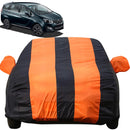 Autofact Marazzo Car Cover - EasyShield - Car Body Cover for Mahindra Marazzo - With Mirror Pockets, Triple Stitched, Bottom Fully Elastic, Adjustable Belt and Buckle (Orange Blue Stripes)