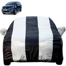 Autofact Hexa Car Cover - EasyShield - Car Body Cover for Tata Hexa - With Mirror Pockets, Triple Stitched, Bottom Fully Elastic, Adjustable Belt and Buckle (White Blue Stripes)