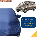 Autofact Enjoy Car Cover - CoreProtect - Water Resistant Car Body Cover for Chevrolet Enjoy - With Mirror Pockets, Triple Stitched, Bottom Fully Elastic, Adjustable Belt and Buckle (Navy 210D)