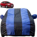 Autofact Figo Aspire Car Cover - EasyShield - Car Body Cover for Ford Figo Aspire - With Mirror Pockets, Triple Stitched, Bottom Fully Elastic, Adjustable Belt and Buckle (Royal Blue Stripes)