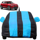 Autofact XUV 300 Car Cover - EasyShield - Car Body Cover for Mahindra XUV 300 - With Mirror Pockets, Triple Stitched, Bottom Fully Elastic, Adjustable Belt and Buckle (Teak Blue Stripes)
