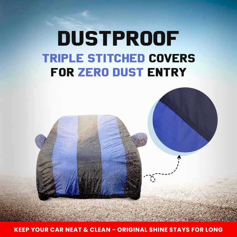 Autofact 3 Series Car Cover - EasyShield - Car Body Cover for BMW 3 Series - With Mirror Pockets, Triple Stitched, Bottom Fully Elastic, Adjustable Belt and Buckle (Royal Blue Stripes)