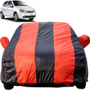 Autofact Indica Car Cover - EasyShield - Car Body Cover for Tata Indica - With Mirror Pockets, Triple Stitched, Bottom Fully Elastic, Adjustable Belt and Buckle (Red Blue Stripes)