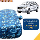 Autofact Sail Car Cover - TearTough - Dog Proof / Waterproof Car Body Cover for Chevrolet Sail - With Mirror Pockets, Triple Stitched, Bottom Fully Elastic, Adjustable Belt and Buckle (Airforce Blue 4x4)