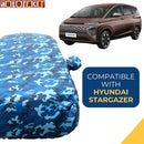 Autofact Stargazer Car Cover - TearTough - Dog Proof / Waterproof Car Body Cover for Hyundai Stargazer - With Mirror Pockets, Triple Stitched, Bottom Fully Elastic, Adjustable Belt and Buckle (Airforce Blue 4x4)