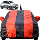 Autofact Xcent Car Cover - EasyShield - Car Body Cover for Hyundai Xcent - With Mirror Pockets, Triple Stitched, Bottom Fully Elastic, Adjustable Belt and Buckle (Red Blue Stripes)