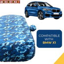 Autofact X1 Car Cover - TearTough - Dog Proof / Waterproof Car Body Cover for BMW X1 - With Mirror Pockets, Triple Stitched, Bottom Fully Elastic, Adjustable Belt and Buckle (Airforce Blue 4x4)