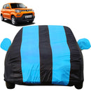 Autofact Spresso Car Cover - EasyShield - Car Body Cover for Maruti Spresso - With Mirror Pockets, Triple Stitched, Bottom Fully Elastic, Adjustable Belt and Buckle (Teak Blue Stripes)