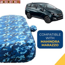 Autofact Marazzo Car Cover - TearTough - Dog Proof / Waterproof Car Body Cover for Mahindra Marazzo - With Mirror Pockets, Triple Stitched, Bottom Fully Elastic, Adjustable Belt and Buckle (Airforce Blue 4x4)
