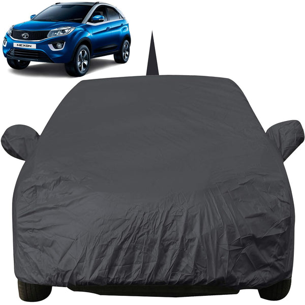 Autofact Nexon Car Cover - EasyShield - Car Body Cover for Tata Nexon - With Mirror Pockets, Triple Stitched, Bottom Fully Elastic, Adjustable Belt and Buckle (Grey 190T)