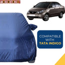Autofact Indigo Car Cover - CoreProtect - Water Resistant Car Body Cover for Tata Indigo - With Mirror Pockets, Triple Stitched, Bottom Fully Elastic, Adjustable Belt and Buckle (Navy 210D)