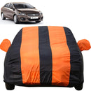 Autofact Ciaz Car Cover - EasyShield - Car Body Cover for Maruti Ciaz - With Mirror Pockets, Triple Stitched, Bottom Fully Elastic, Adjustable Belt and Buckle (Orange Blue Stripes)