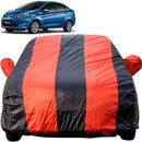 Autofact Fiesta  Car Cover - EasyShield - Car Body Cover for Ford Fiesta  - With Mirror Pockets, Triple Stitched, Bottom Fully Elastic, Adjustable Belt and Buckle (Red Blue Stripes)