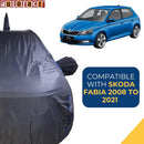 Autofact Fabia Car Cover - CoreProtect - Water Resistant Car Body Cover for Skoda Fabia - With Mirror & Antenna Pockets, Triple Stitched, Bottom Fully Elastic, Adjustable Belt and Buckle (Grey 210D)